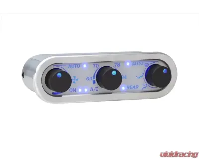 Dakota Digital Three-Knob Digital Climate Controller for Vintage Air Gen IV, Silver Alloy/Satin Blue - DCC-3000HS-S-B