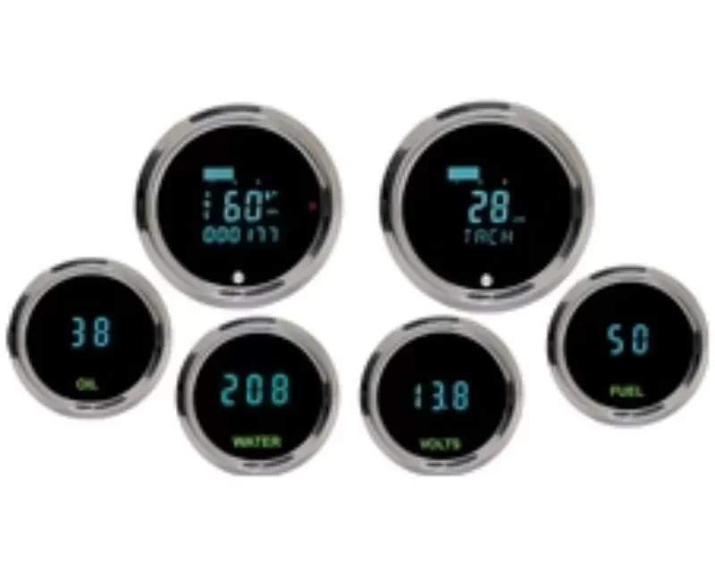 Dakota Digital 6 Gauge Kit Black Blue - SLX-60-1-K
