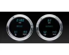Dakota Digital 6 Gauge Designer Series Instrument System 4.75 Teal VFD3-1004-T