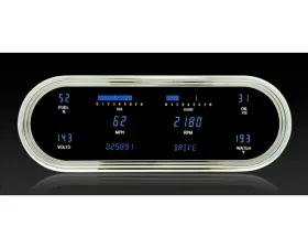 Dakota Digital 6 Gauge Universal Oval Instrument Panel 4.25 x 12 Teal VFD3-1008-T