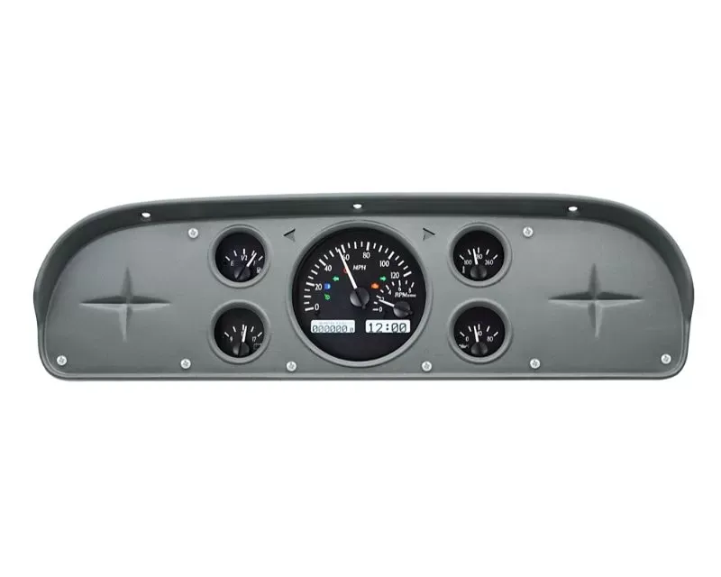 Dakota Digital VHX Instruments Black Alloy Background White Ford Pickup 1957-1960 - VHX-57F-PU-K-W
