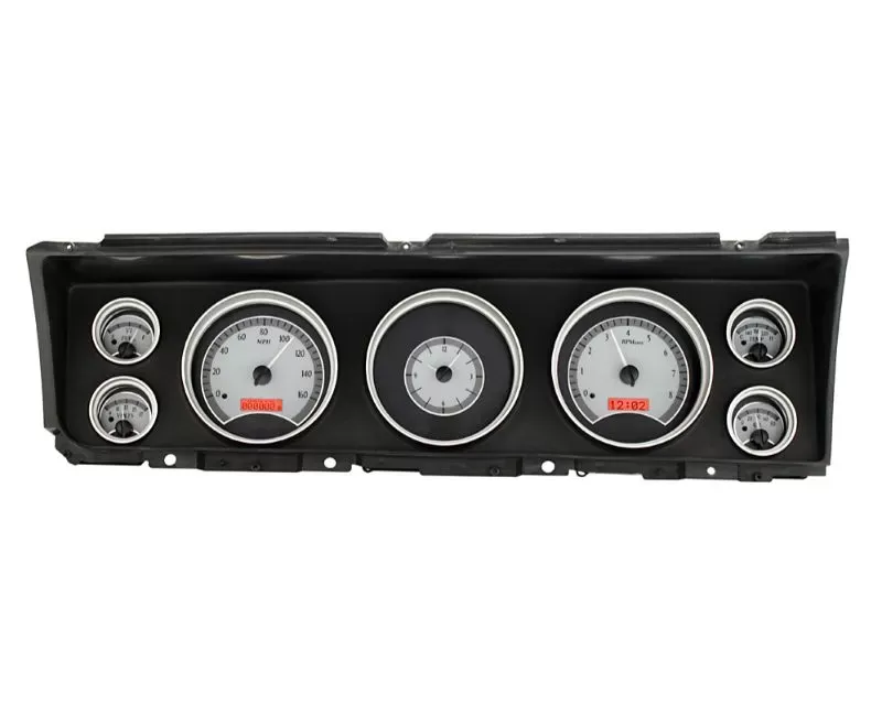 Dakota Digital VHX Instruments Silver Alloy Background Red Chevrolet Caprice | Impala 1967 - VHX-67C-IMP-S-R