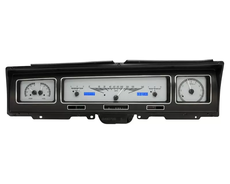 Dakota Digital VHX Instruments Silver Alloy Background Blue Chevrolet Caprice | Impala 1968 - VHX-68C-IMP-S-B