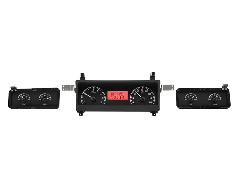 Dakota Digital VHX Instruments Black Alloy Background with Square Gauges Red Chevrolet Chevelle | Monte Carlo 1964-1977 - VHX-73C-MAL-K-R