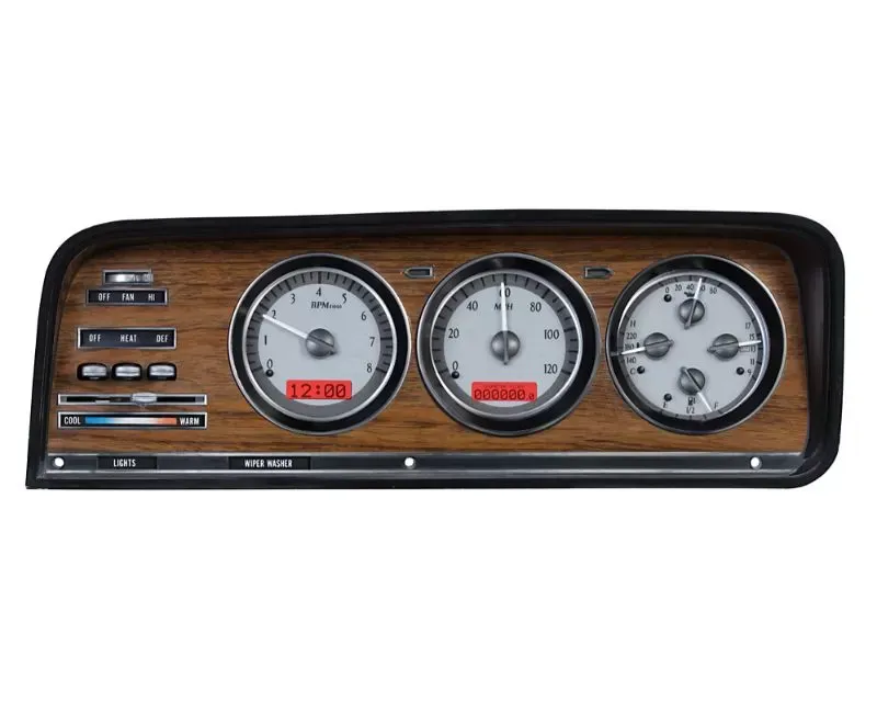 Dakota Digital VHX Instruments Silver Alloy Background Red Jeep Wagoneer | J Trucks 1973-1985 - VHX-73J-WAG-S-R