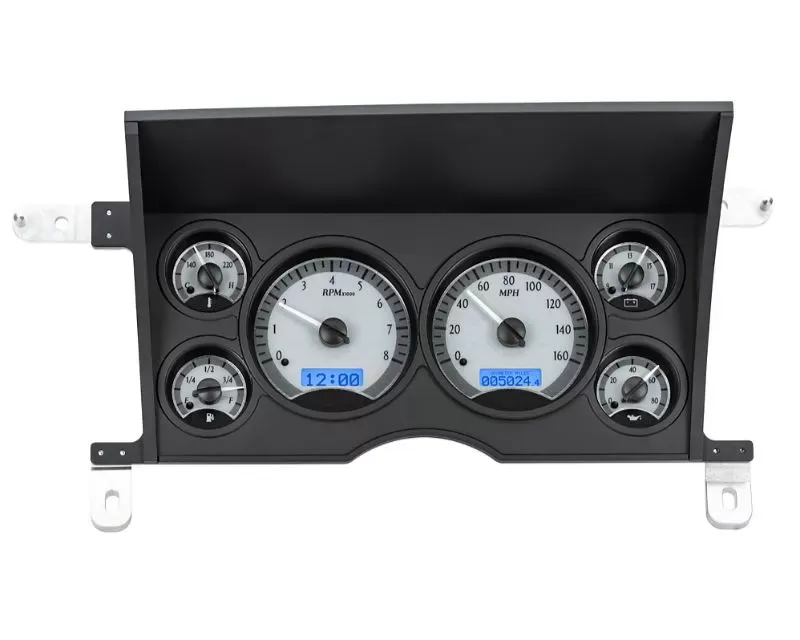 Dakota Digital VHX Instruments Silver Alloy Background Blue