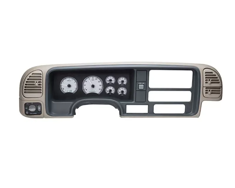 Dakota Digital VHX Instruments Silver Alloy Background White Chevrolet Pickup | SUV 1995-2000 - VHX-95C-PU-S-W