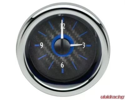 Dakota Digital VHX Clock 3 Round Universal 16-Inch Carbon Fiber Background Blue - VLC-16-1-C-B