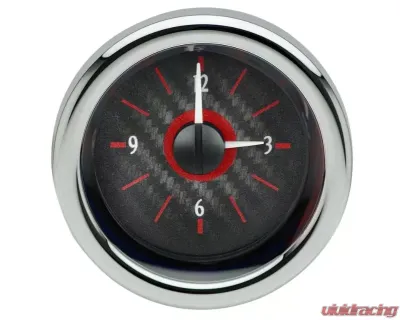 Dakota Digital VHX Clock 3 Universal Round 16" Carbon Fiber Background Red - VLC-16-1-C-R