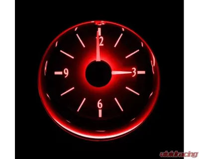 Dakota Digital Round Universal VHX Clock 3 Silver Alloy Background Red - VLC-16-1-S-R - VLC-16-1-S-R