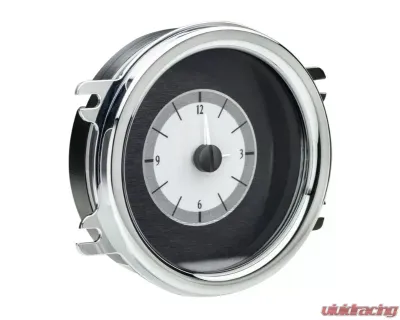 Dakota Digital Analog Clock Silver Alloy Background White for Chevrolet 1941-1948 - VLC-41C-S-W