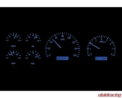 Dakota Digital VHX-87F-PU-K-B Blue Display Black Alloy Face VHX System for 1987-1991 Ford Pickup - VHX-87F-PU-K-B