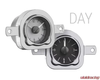 Dakota Digital VLC-51F-S-W Analog Clock White Display Silver Alloy Face Ford 1951 - VLC-51F-S-W