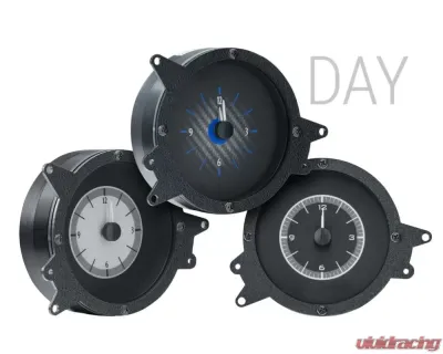 Dakota Digital Blue Display Carbon Fiber Style Analog Clock for 1969-1970 Ford Mustang - VLC-69F-MUS-C-B