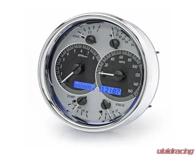 Dakota Digital Single Round Silver Alloy MHX System for Custom Metric Builds - MHX-1019-S-B