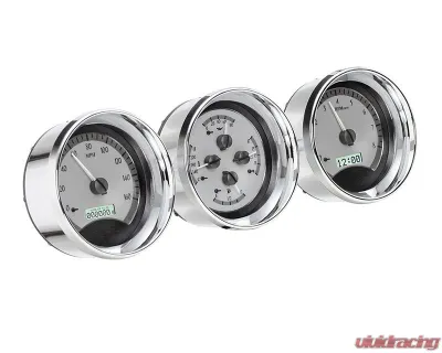 Dakota Digital 5.4" Triple Round Silver Alloy MHX System for Metric Custom Build - MHX-1020-S-W