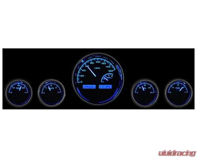 Dakota Digital MHX-1022-K-B 5-Piece Round Black Alloy Metric Gauge System 5.5"/3" - MHX-1022-K-B