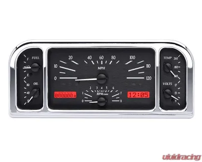 Dakota Digital MHX-37F-K-R Custom Build 11.00"x 4.65" Black Alloy Metric System - MHX-37F-K-R
