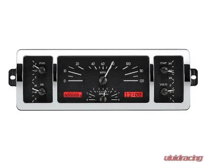 Dakota Digital MHX-40C-PU-K-R Black Alloy Metric Custom System 12.450"x4.450" - MHX-40C-PU-K-R