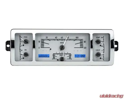 Dakota Digital MHX-40C-PU-S-B 12.450"x4.450" Silver Alloy Metric Custom Build - MHX-40C-PU-S-B