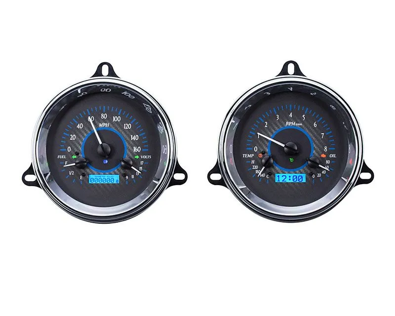 Dakota Digital 6.40" Carbon Fiber MHX System Metric Custom Build - MHX-54C-PU-C-B
