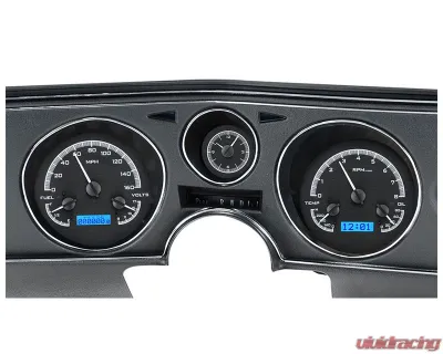Dakota Digital Black Alloy MHX System Metric Custom Build with Analog Clock for 1969 Chevrolet Chevelle/El Camino - MHX-69C-CVA-K-B