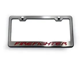 American Car Craft Red Lettering Firefighter License Plate Frame