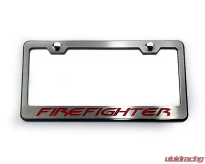 American Car Craft Red Lettering Firefighter License Plate Frame - ACC-172072