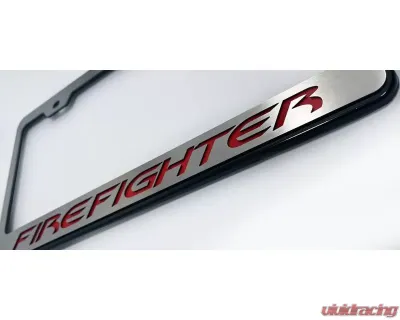 American Car Craft Red Lettering Firefighter License Plate Frame - ACC-172072