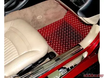 American Car Craft 2Pc Red Diamond Plate Aluminum Floor Mats Chevrolet Corvette C5 | Z06 1999-2004 - ACC-031002-00