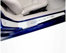 American Car Craft 2Pc Brushed Stainless Outer Door Sills Etched Logo Lettering Chevrolet Corvette C5 | Z06 1997-2004