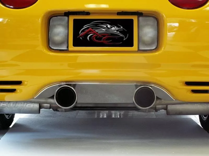 American Car Craft Dual 4" Round Pipes Polished Stainless Exhaust Filler Panel Borla Stinger Chevrolet Corvette C5 | Z06 1997-2004 - ACC-032007
