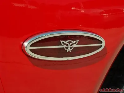 American Car Craft 2Pc Polished Stainless Side Marker Trim Rear w/Crossed Flags Chevrolet Corvette C5 | Z06 1997-2004 - ACC-032032