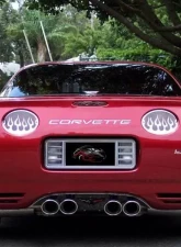 American Car Craft 4Pc Polished Stainless Steel Taillight Grilles Flame Style Chevrolet Corvette C5 | Z06 1997-2004                                     - ACC-032040 - Image 3
