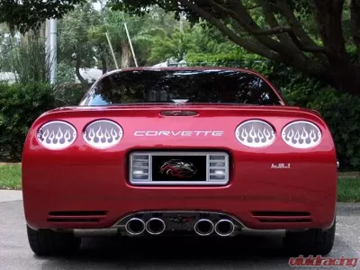 American Car Craft 4Pc Polished Stainless Steel Taillight Grilles Flame Style Chevrolet Corvette C5 | Z06 1997-2004 - ACC-032040