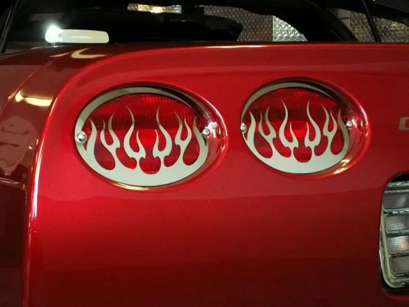 American Car Craft 4Pc Polished Stainless Steel Taillight Grilles Flame Style Chevrolet Corvette C5 | Z06 1997-2004 - ACC-032040