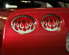 American Car Craft 4Pc Polished Stainless Steel Taillight Grilles Flame Style Chevrolet Corvette C5 | Z06 1997-2004