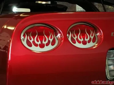 American Car Craft 4Pc Polished Stainless Steel Taillight Grilles Flame Style Chevrolet Corvette C5 | Z06 1997-2004 - ACC-032040
