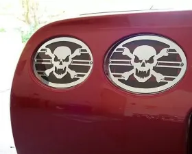 American Car Craft 4Pc Stainless Steel Taillight Grilles Skull Style Chevrolet Corvette C5 | Z06 1997-2004