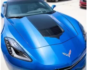 American Car Craft Premium Vinyl Hood Vent Graphic Black Carbon Fiber w/Brushed Black Trim Chevrolet Corvette Stingray C7 2014-2019