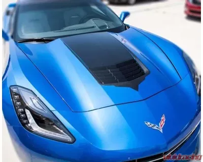 American Car Craft Premium Vinyl Hood Vent Graphic Black Carbon Fiber w/Brushed Black Trim Chevrolet Corvette Stingray C7 2014-2019 - ACC-052081