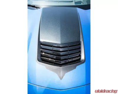 American Car Craft Premium Vinyl Hood Vent Graphic Black Carbon Fiber w/Brushed Black Trim Chevrolet Corvette Stingray C7 2014-2019 - ACC-052081
