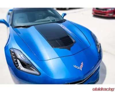 American Car Craft Premium Vinyl Hood Vent Graphic Black Carbon Fiber w/Brushed Black Trim Chevrolet Corvette Stingray C7 2014-2019 - ACC-052081