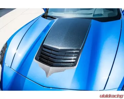 American Car Craft Premium Vinyl Hood Vent Graphic Black Carbon Fiber w/Brushed Black Trim Chevrolet Corvette Stingray C7 2014-2019 - ACC-052081