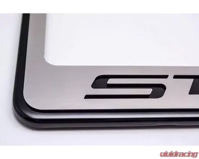 American Car Craft License Plate Frame STINGRAY Black Lettering | Black Base w/Brushed Stainless Top Plate Chevrolet C7 Corvette 2014-2019 - ACC-052082