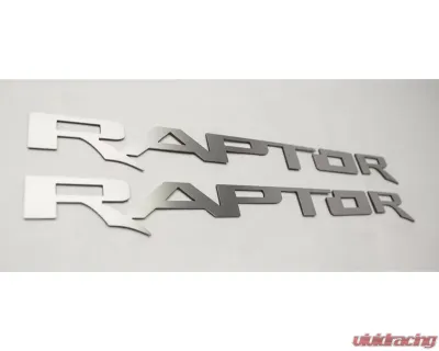 American Car Craft 2Pc Brushed Stainless Steel Running Board Raptor Emblems Ford Raptor 2017-2020 - ACC-772095