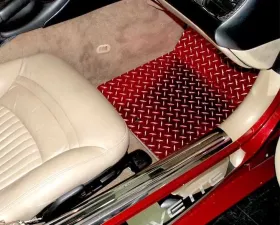 American Car Craft 2Pc Red Diamond Plate Aluminum Floor Mats Chevrolet Corvette C5 | Z06 1999