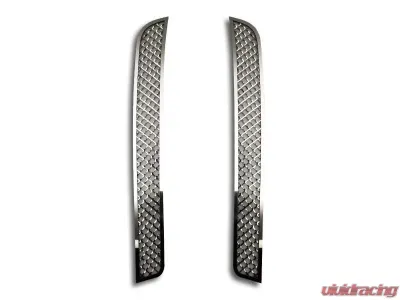 American Car Craft 2Pc Stainless Steel Brushed Rear Valance Laser Mesh Vent Grilles Chevrolet Corvette Stingray C7 2014-2019 - ACC-052003-B
