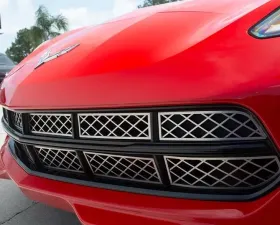 American Car Craft 12pc Stainless Steel Brushed Front Grille Factory Overlay Chevrolet Corvette Stingray C7 2014-2019