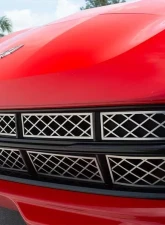 American Car Craft 12pc Stainless Steel Brushed Front Grille Factory Overlay Chevrolet Corvette Stingray C7 2014-2019                                     - ACC-052026-B - Image 3